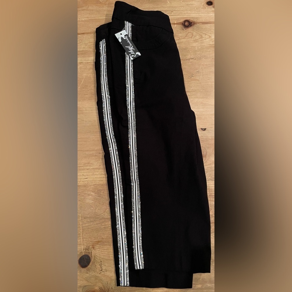 ETHYL VTG black bling track short pants capris cropped y2k Funky Diva Eclectic 6 - Picture 3 of 9